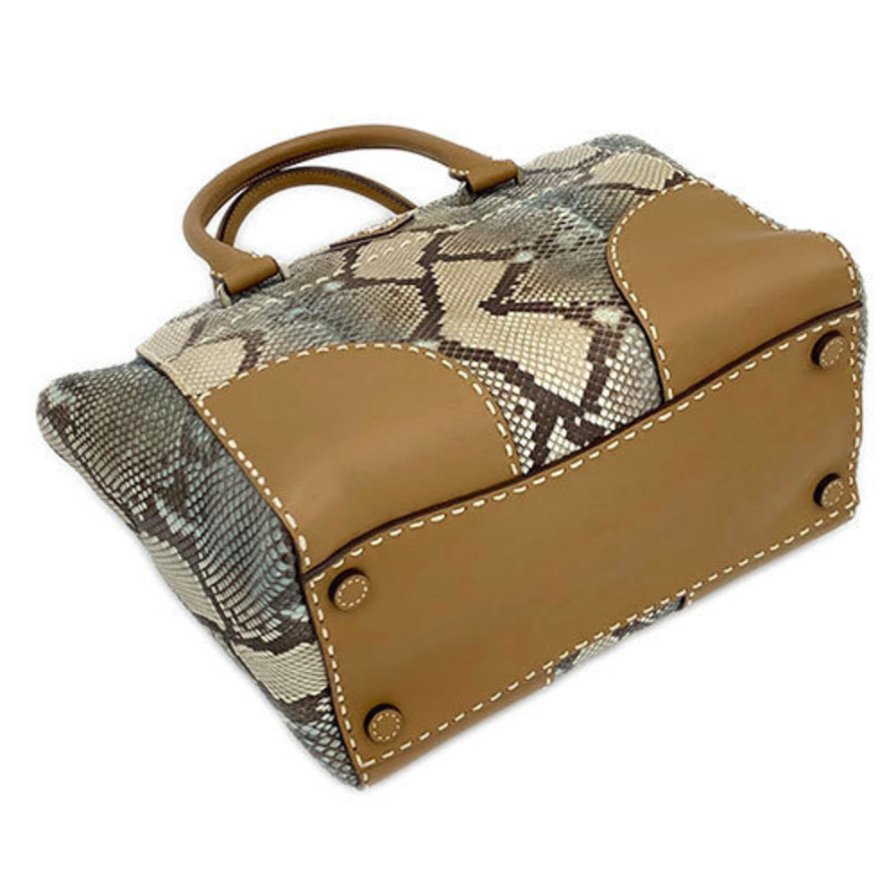 Prada Python Leather 2way Handbag Shoulder Brown … - image 3